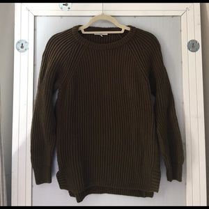 Olive Green Madewell Sweater with Side Zips