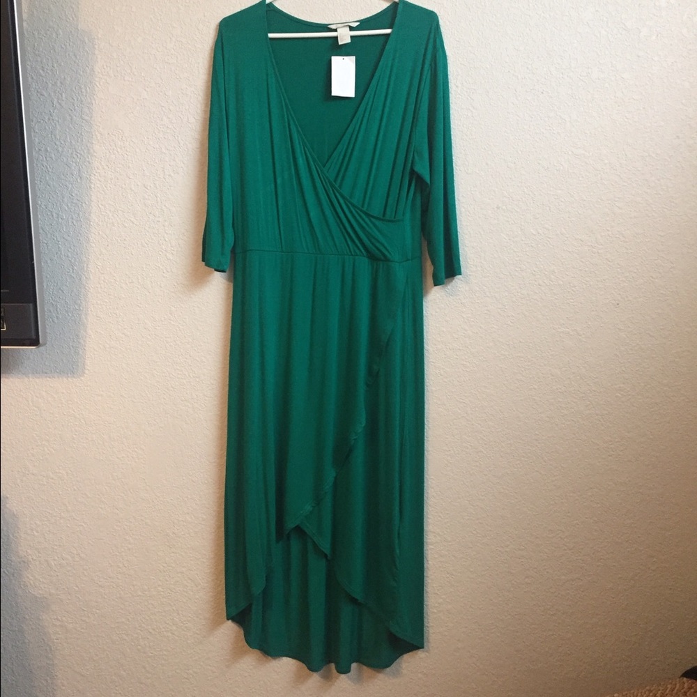 NWT H&M Green Cross Front Dress