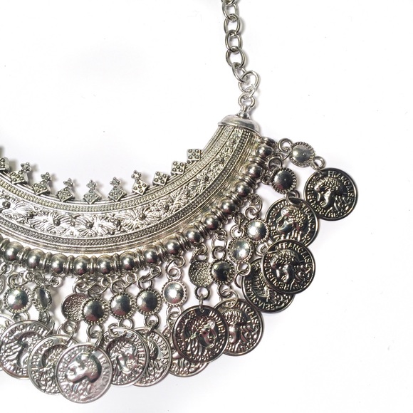 Boho silver coin necklace - Picture 2 of 2