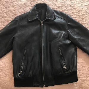 Prada leather coat.