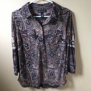 INC Brown Paisely Design Blouse