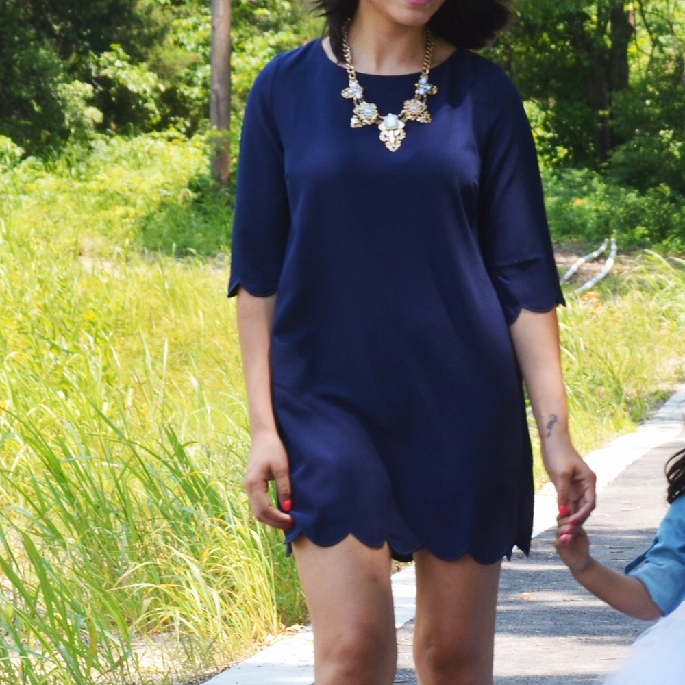 Navy blue scalloped dress
