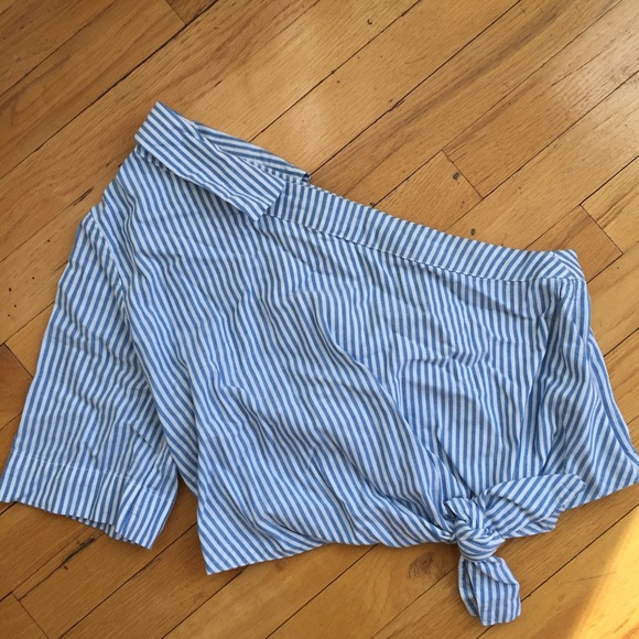 Tops - Zara stripe one shoulder knot top Size Medium Tops - Zara stripe one shoulder knot top Size Medium