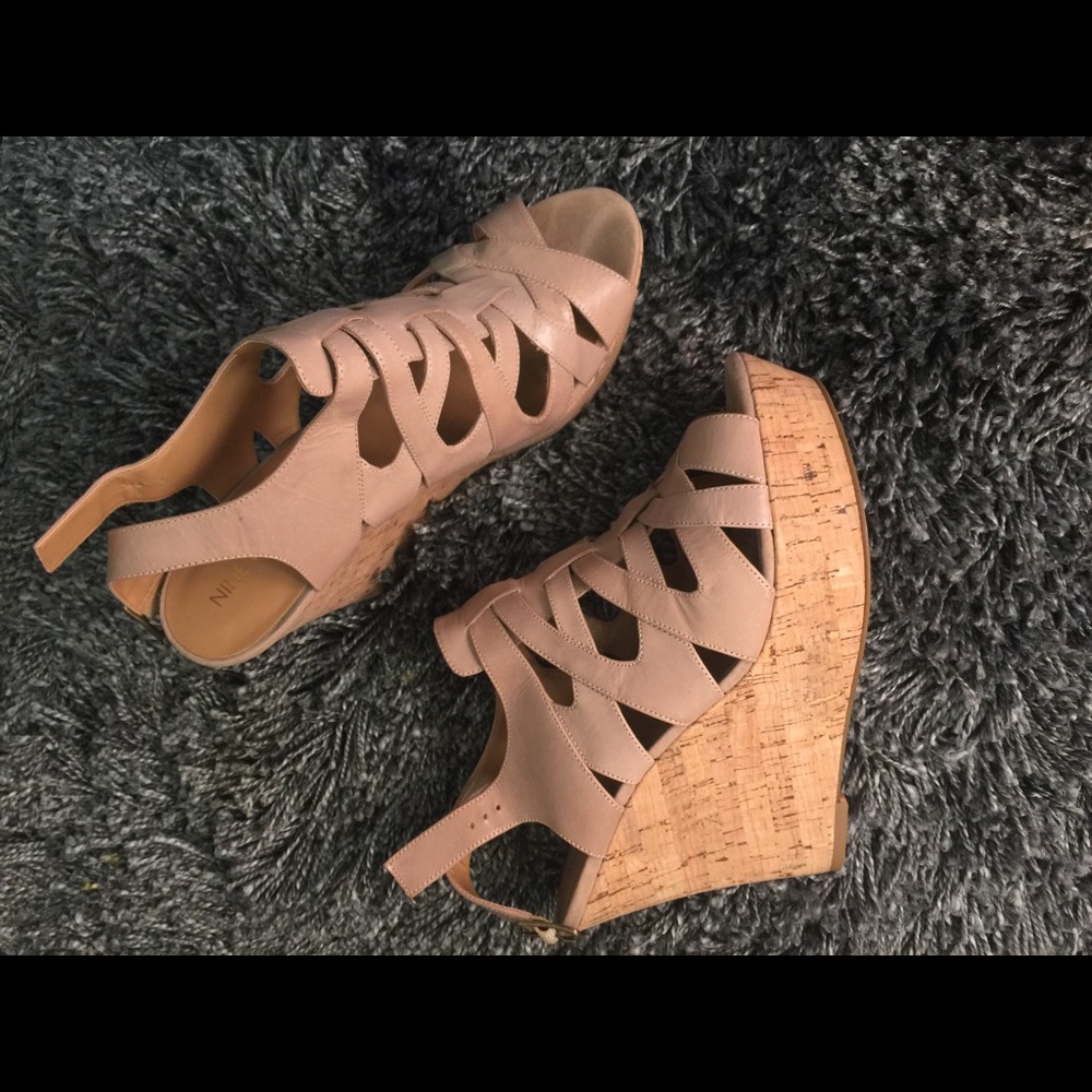 Brown wedge heels