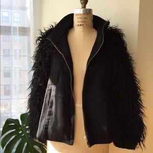 Zara Jackets & Coats - ZARA fury sleeves wool coat size Large Zara Jackets & Coats - ZARA fury sleeves wool coat size Large