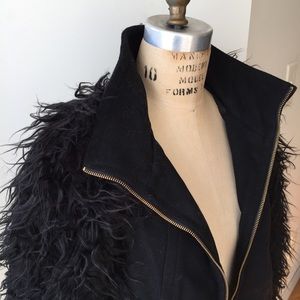 Zara Jackets & Coats - ZARA fury sleeves wool coat size Large Zara Jackets & Coats - ZARA fury sleeves wool coat size Large