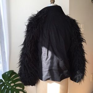 Zara Jackets & Coats - ZARA fury sleeves wool coat size Large Zara Jackets & Coats - ZARA fury sleeves wool coat size Large