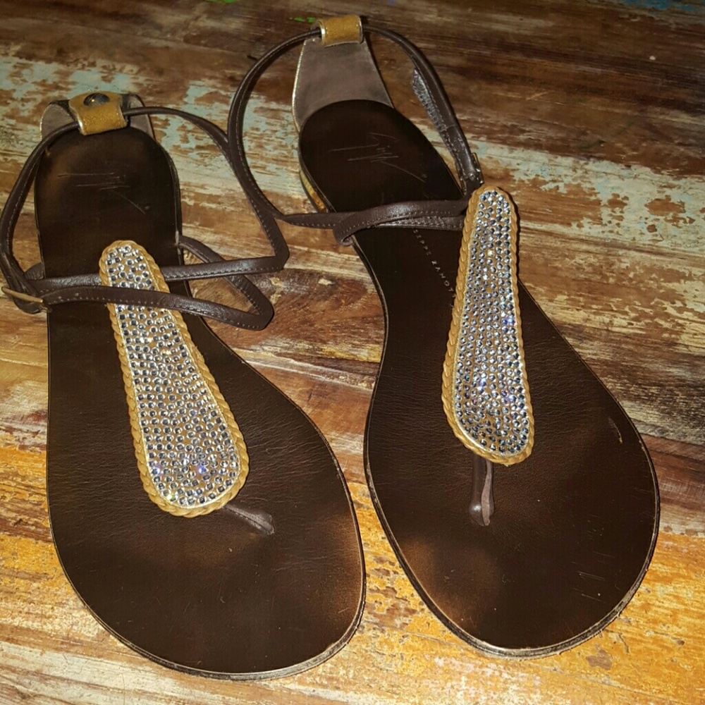 Giuseppe Zanotti Swarovski Crystal Leather Sandals