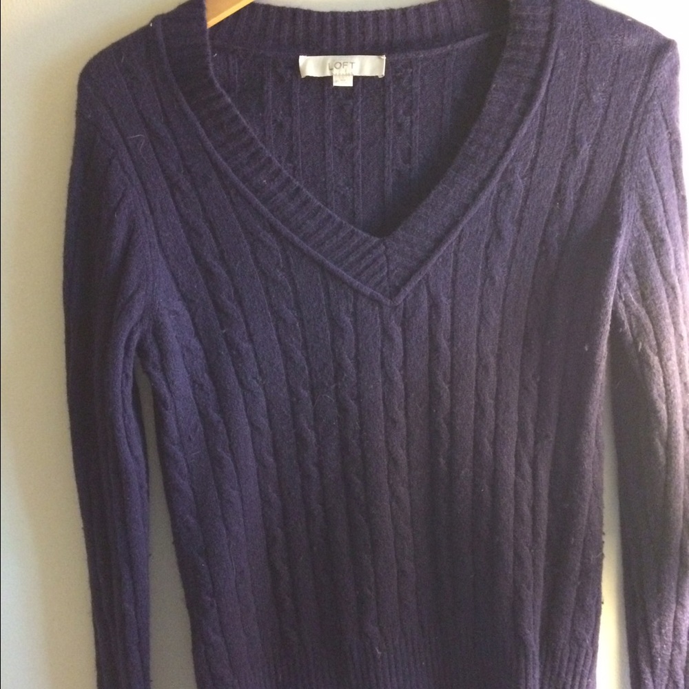 Purple LOFT Cable Sweater, size M