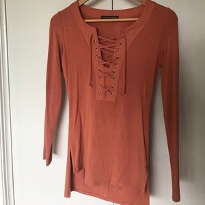 Long Sleeve Lace-Up Shirt
