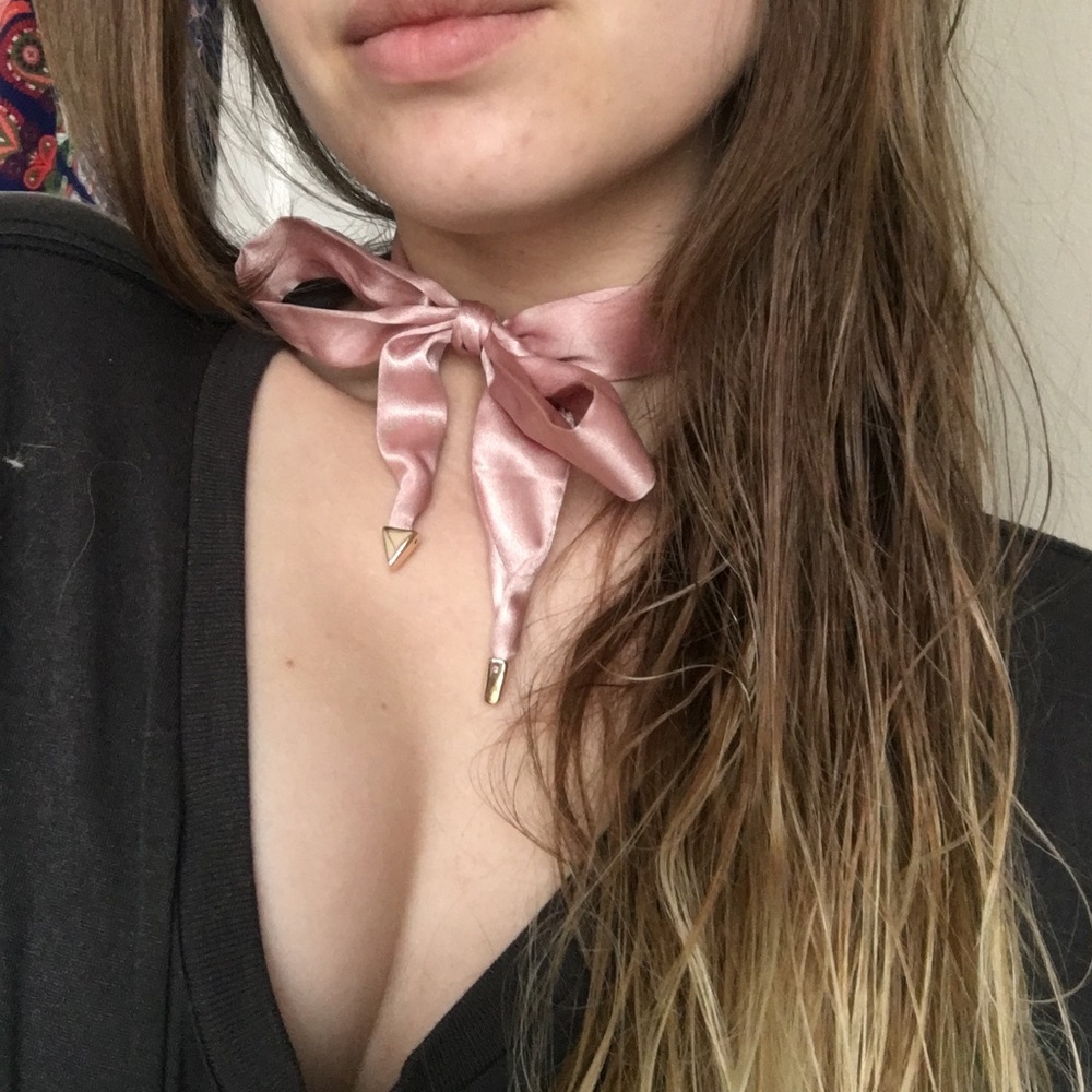 baby pink silk choker