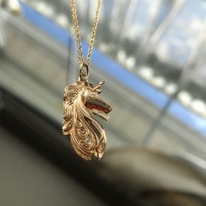 Unicorn Solid 14KT YG Pendant Necklace