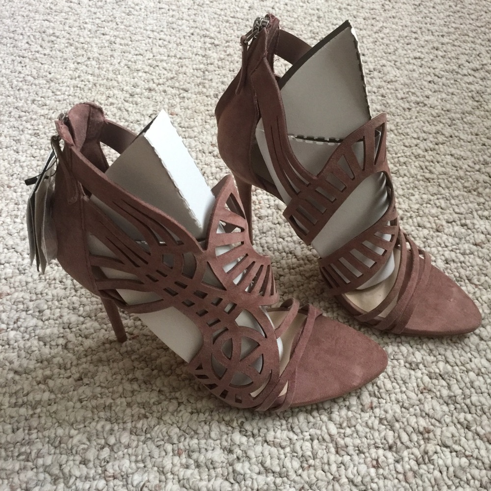 NWT ZARA OPENWORK LEATHER SANDALS HEELS SHOES - Picture 4 of 6