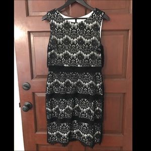 Caché Black + White Lace Dress