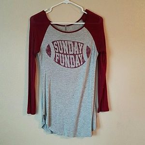 Gray and Maroon long sleeve "Sunday Funday" shirt
