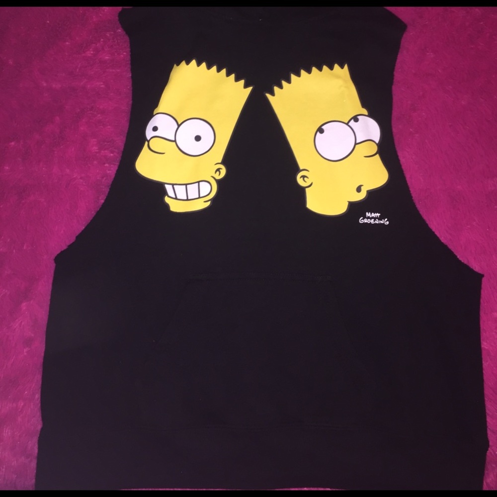 Cute simpsons no sleeve hoodie