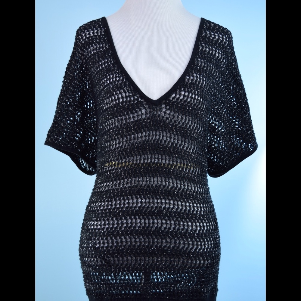 WHITE HOUSE BLACK MARKET Black kimono tunic top M