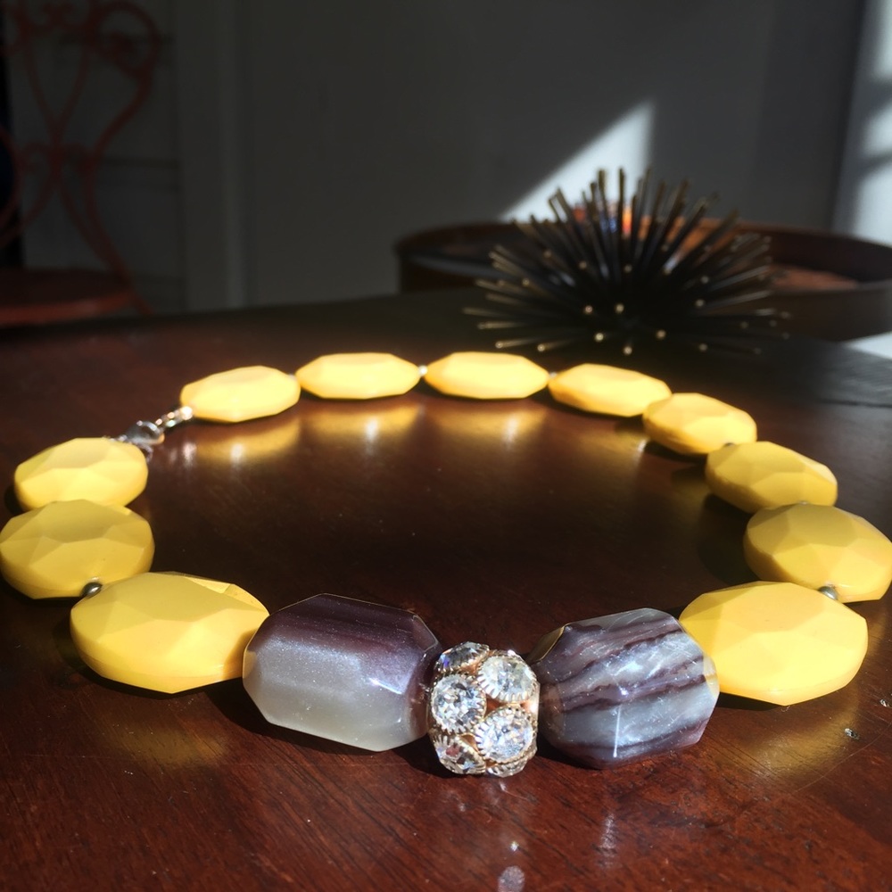 Chunky Beaded Necklace in Yellow