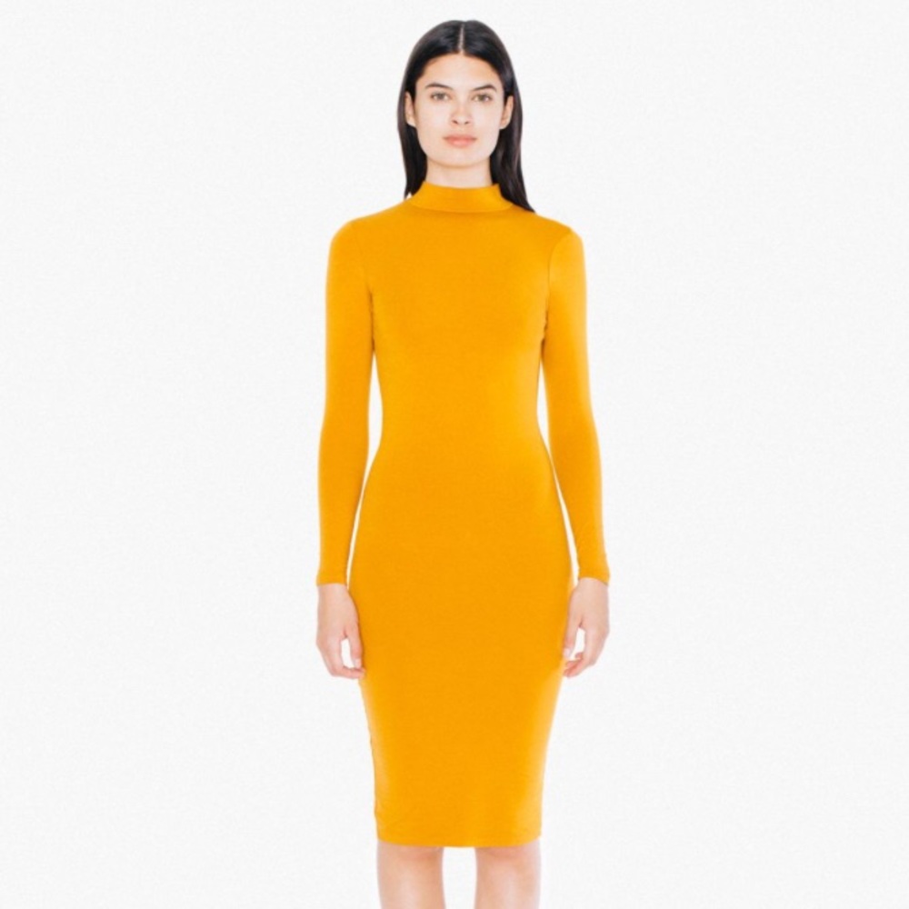 American Apparel Ryder Mididress in Ochre
