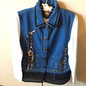 Dress Barn Denim Giraffe Vest -Medium