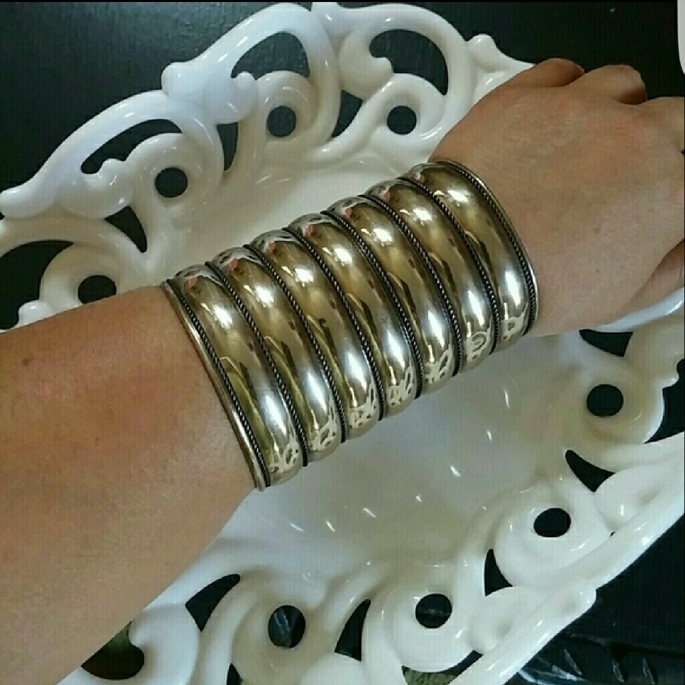 Rare Wide cuff silver plated bracelet