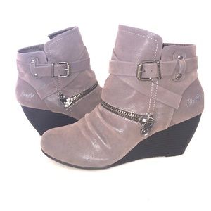 Blowfish Grey Booties Faux Suede Like NEW