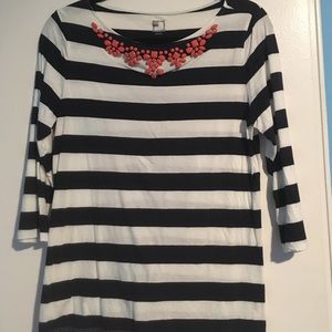 JCPENNY Jeweled Neckline Stripe Tee