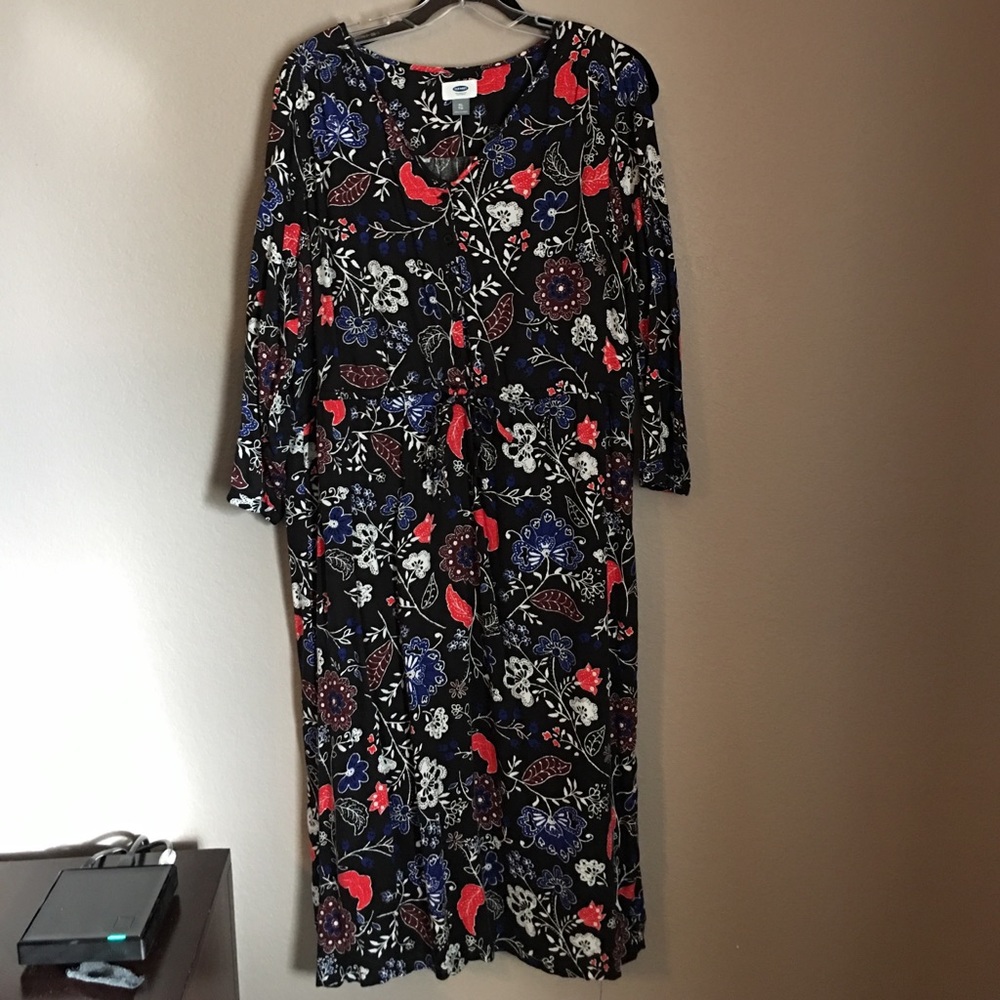 Old Navy bird print dress XL midi length