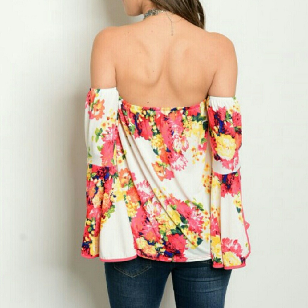 Top FLORAL PRINT OFF SHOULDER TOP - Picture 3 of 4