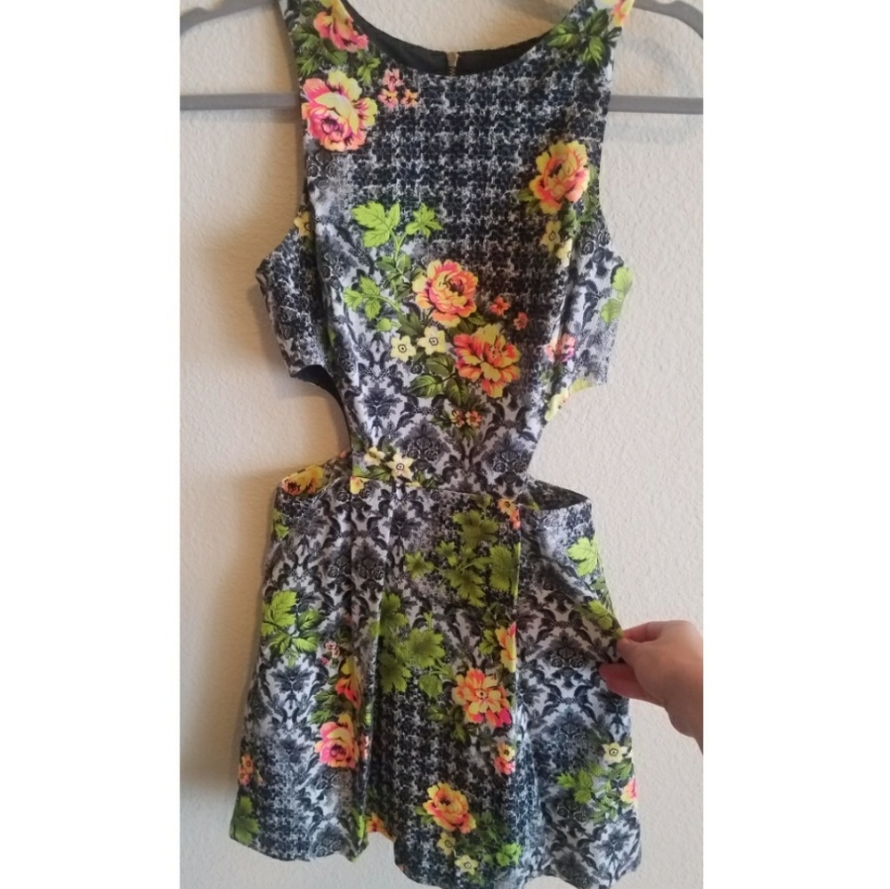Neon cut out skater dress