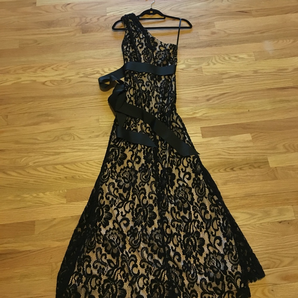 Betsy and Adam one shoulder lace gown