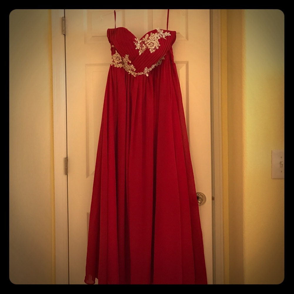Never worn long red dress. Prom