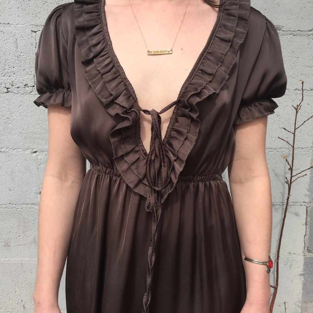 Poppy Garden Brown Ruffle Dress - Picture 2 of 6