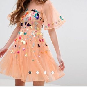 ISO!! ASOS Mesh Scattered Sequin Mini Dress