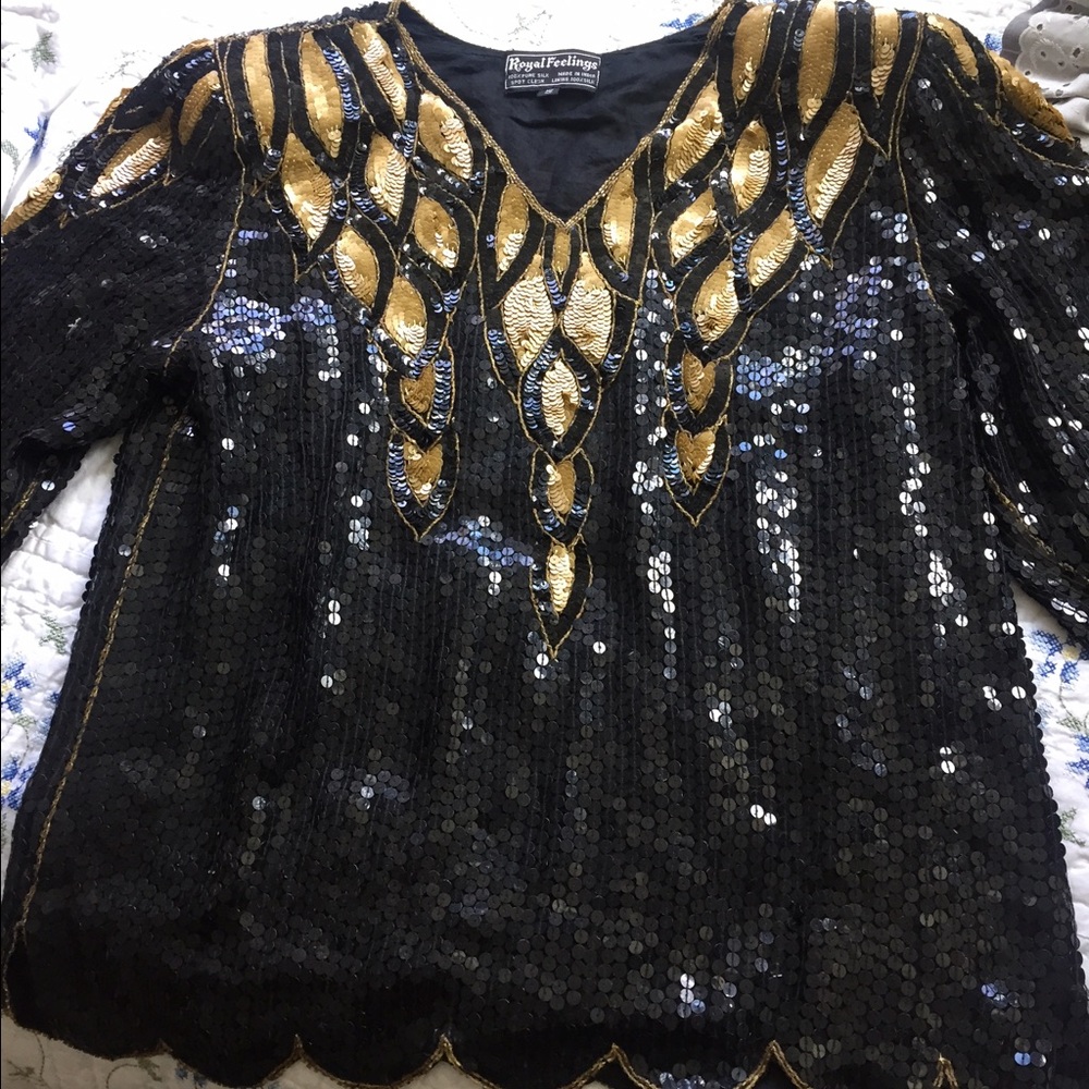 Vintage silk beaded and sequined dressy top