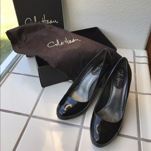Cole Haan Black Patent Wedges 8.5B
