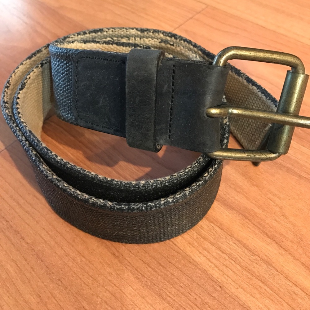 John Varvatos Black Canvas Belt Size 34