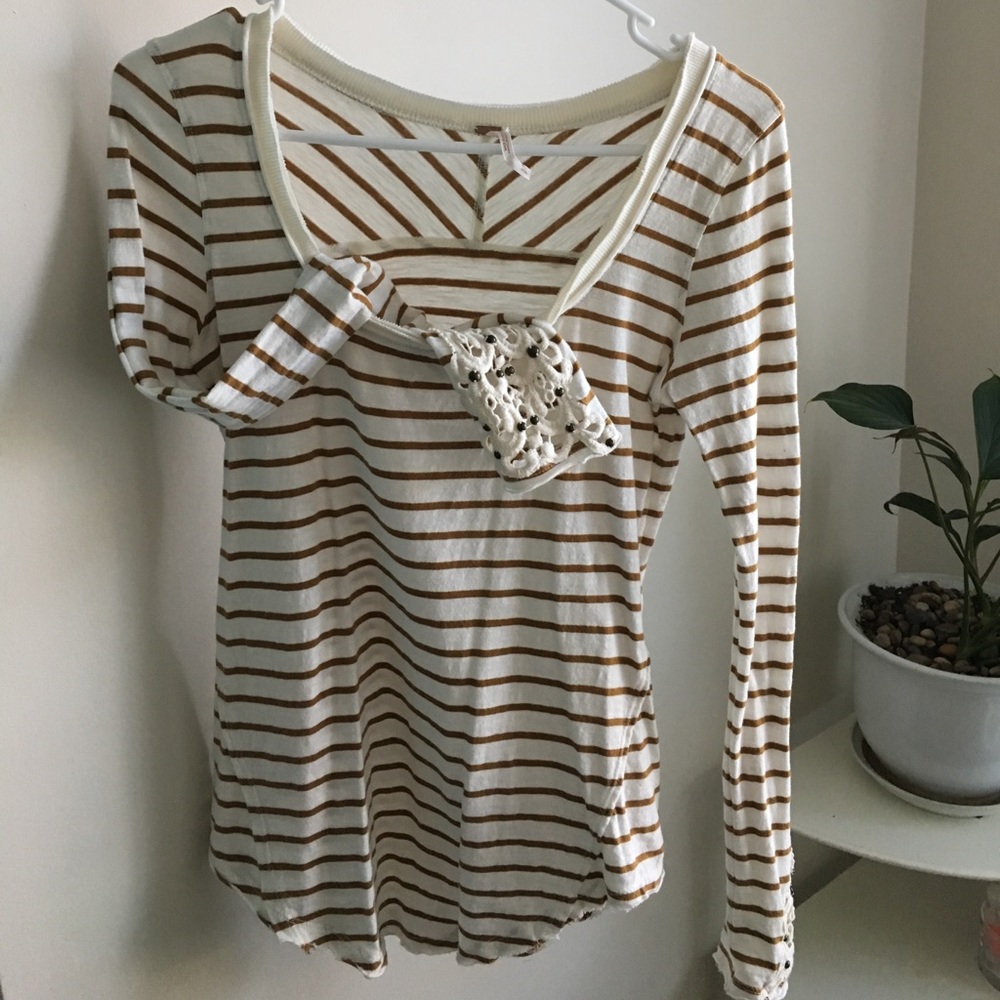 Free people crochet sleeve shirt