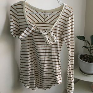Free people crochet sleeve shirt