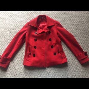 Classic red pea coat