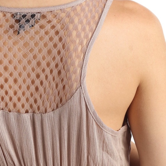 ✨ SALE Boho Chic Taupe Sleeveless Tassel Dress - Picture 3 of 4