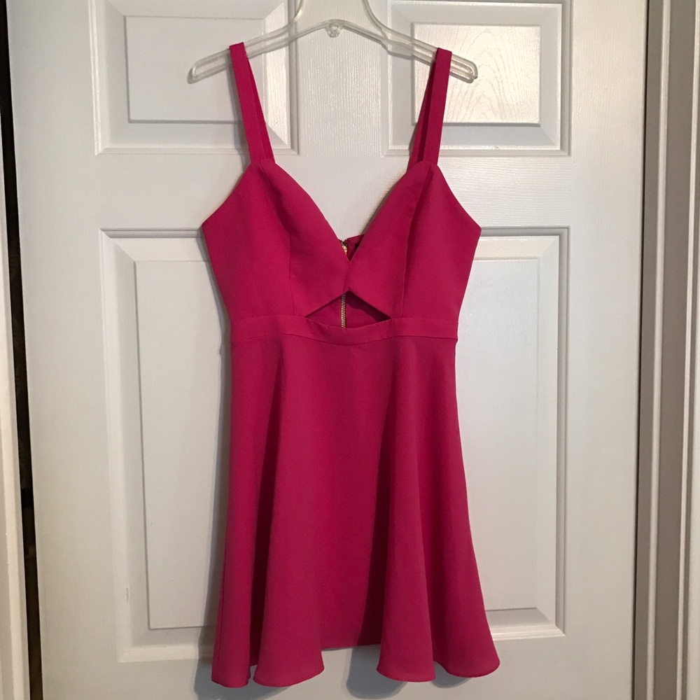 NBD x Naven Hot Pink Sweetheart Fit & Flare Dress