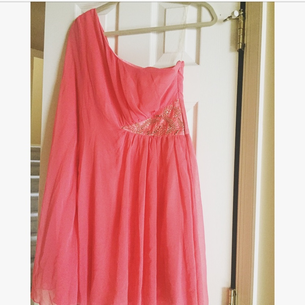Coral asymmetrical flowy dress