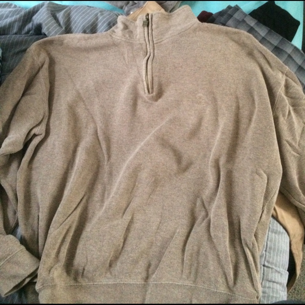 Men's tan 1/4 zip sweater