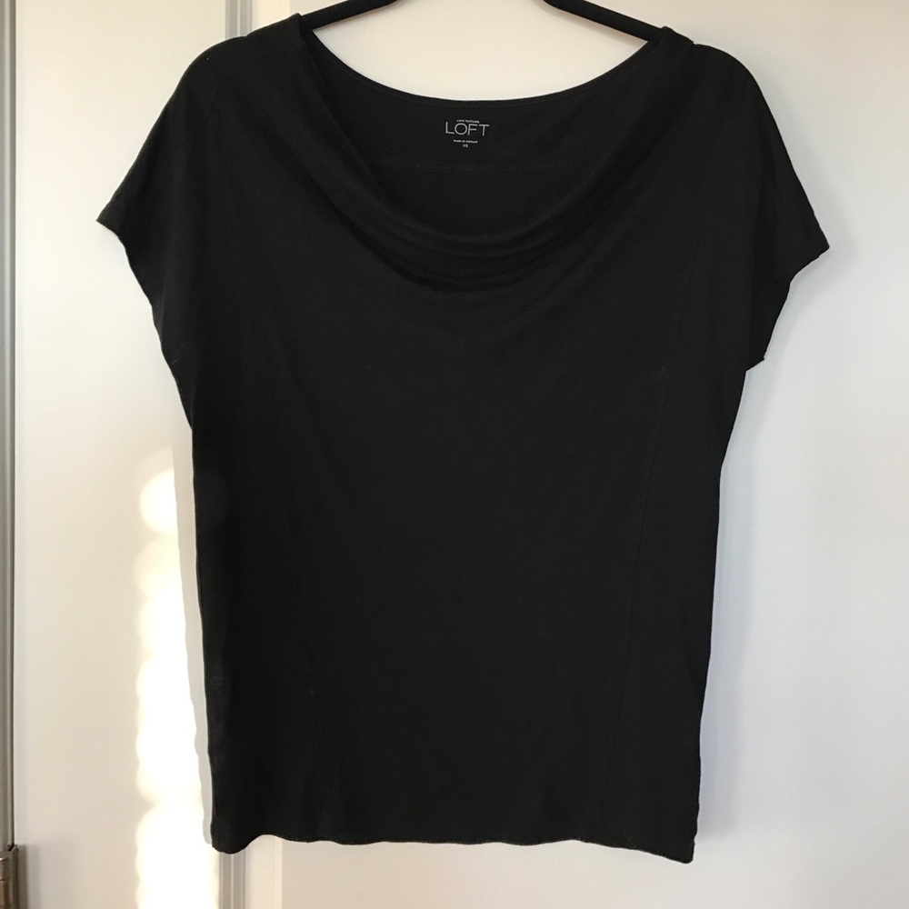 LOFT Drape-neck shirt, Black