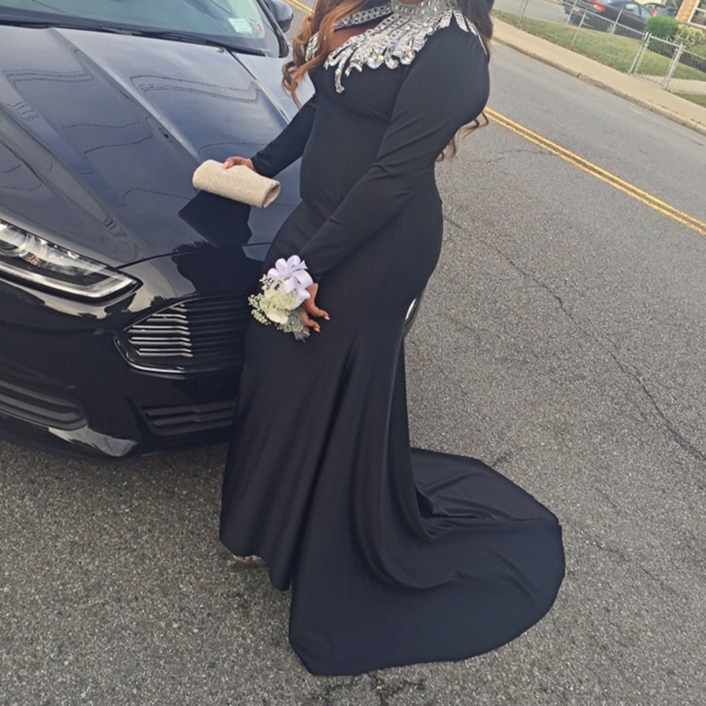 Black with silver beading gown