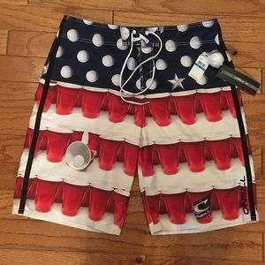 NWT Red White & Blue Pong O'Neill Boardshorts