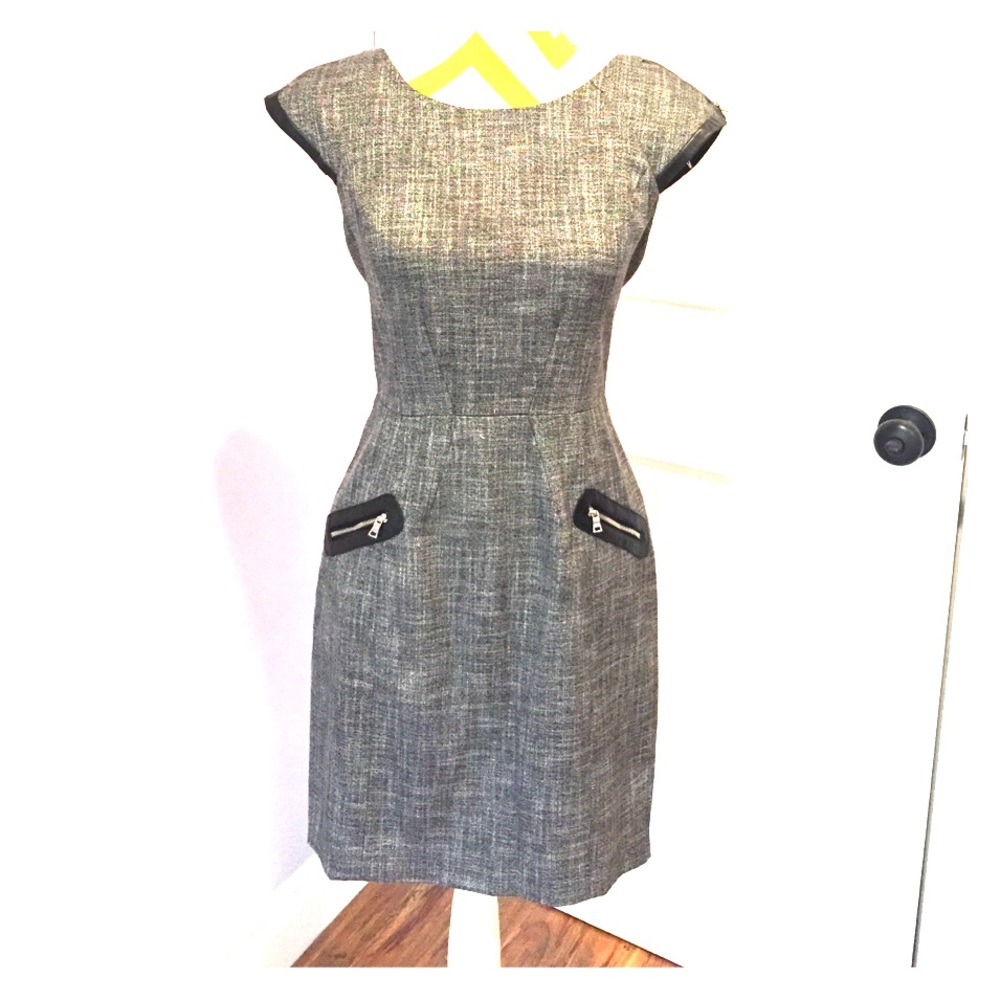 Cocktail Dress with Leather Trim