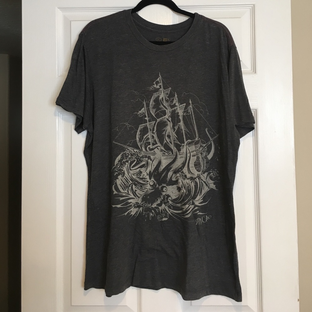 RVCA Gray T-Shirt with pirate scene