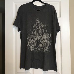 RVCA Gray T-Shirt with pirate scene